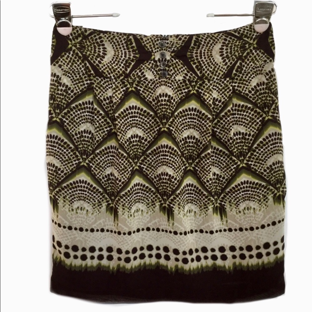 Worthington Brown Cream & Green Print Petite 6
